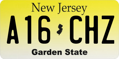 NJ license plate A16CHZ