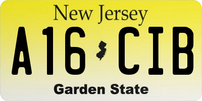 NJ license plate A16CIB