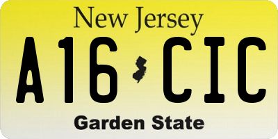 NJ license plate A16CIC