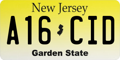 NJ license plate A16CID