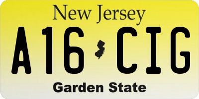 NJ license plate A16CIG
