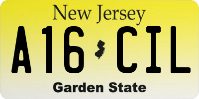 NJ license plate A16CIL