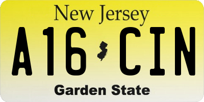 NJ license plate A16CIN
