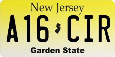 NJ license plate A16CIR