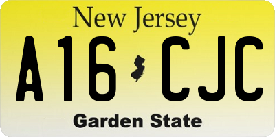 NJ license plate A16CJC