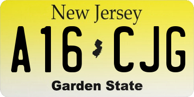 NJ license plate A16CJG