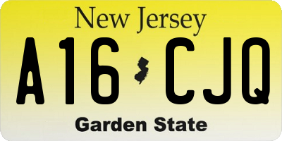 NJ license plate A16CJQ