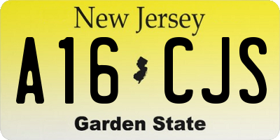 NJ license plate A16CJS