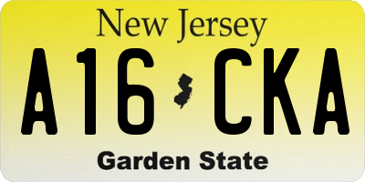 NJ license plate A16CKA