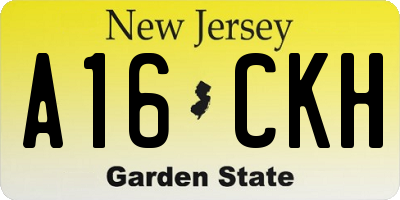 NJ license plate A16CKH