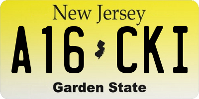 NJ license plate A16CKI