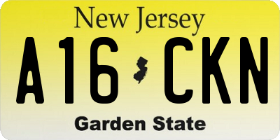 NJ license plate A16CKN