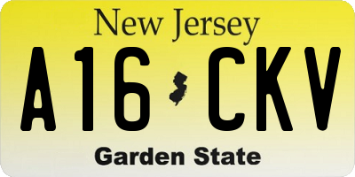 NJ license plate A16CKV