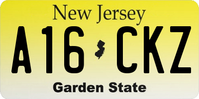 NJ license plate A16CKZ