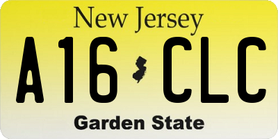 NJ license plate A16CLC