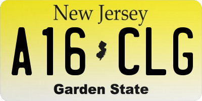 NJ license plate A16CLG
