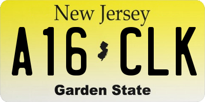 NJ license plate A16CLK