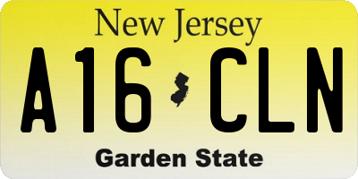 NJ license plate A16CLN