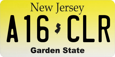 NJ license plate A16CLR