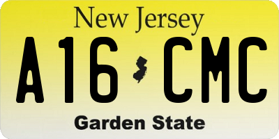 NJ license plate A16CMC