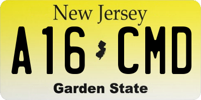 NJ license plate A16CMD