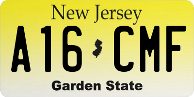 NJ license plate A16CMF