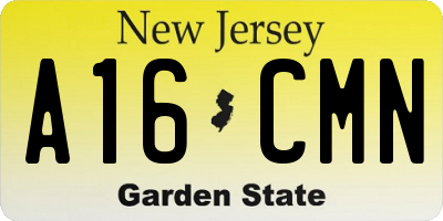 NJ license plate A16CMN