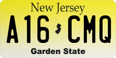 NJ license plate A16CMQ