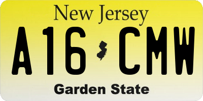 NJ license plate A16CMW