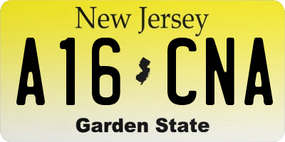 NJ license plate A16CNA