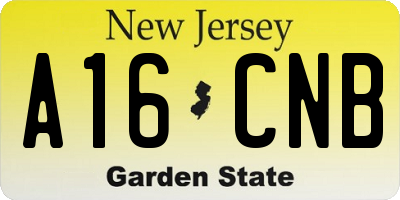 NJ license plate A16CNB