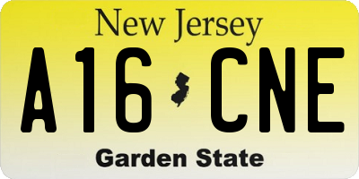 NJ license plate A16CNE