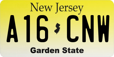 NJ license plate A16CNW