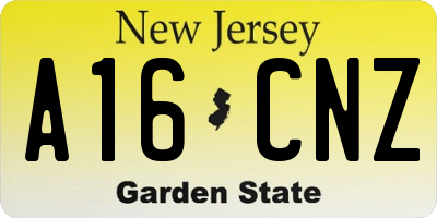 NJ license plate A16CNZ