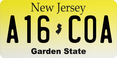 NJ license plate A16COA