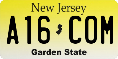 NJ license plate A16COM
