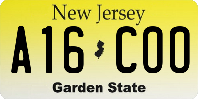 NJ license plate A16COO