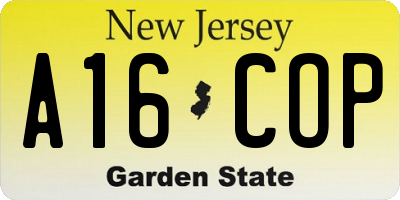 NJ license plate A16COP