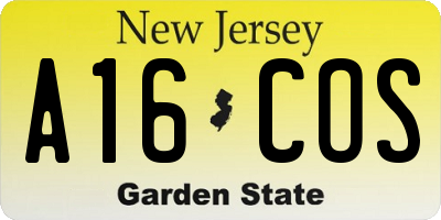 NJ license plate A16COS