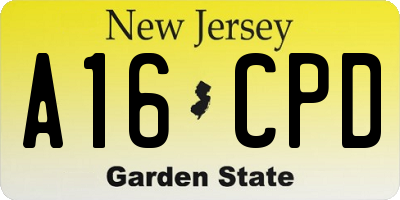 NJ license plate A16CPD