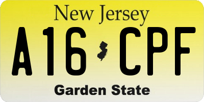NJ license plate A16CPF