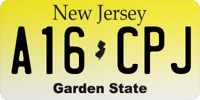 NJ license plate A16CPJ