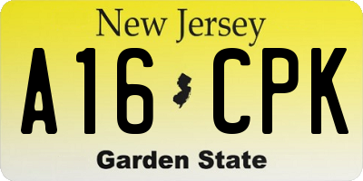 NJ license plate A16CPK