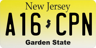 NJ license plate A16CPN