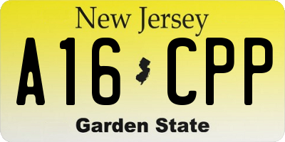 NJ license plate A16CPP