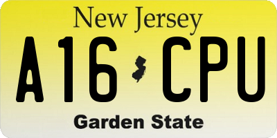 NJ license plate A16CPU