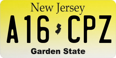 NJ license plate A16CPZ