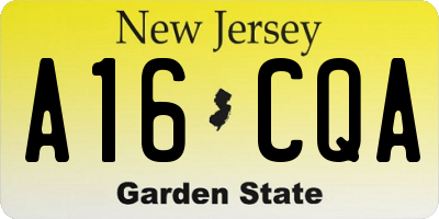 NJ license plate A16CQA