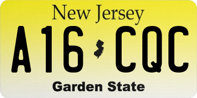 NJ license plate A16CQC
