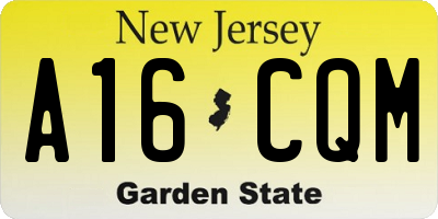 NJ license plate A16CQM